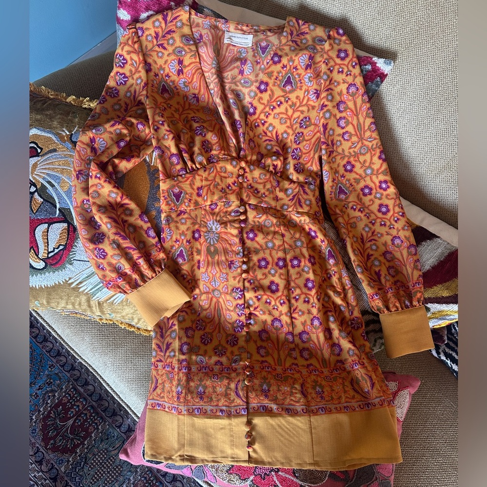 Urban Outfitters Vintage Style Mod Floral Orange Button-Front Women’s Dress